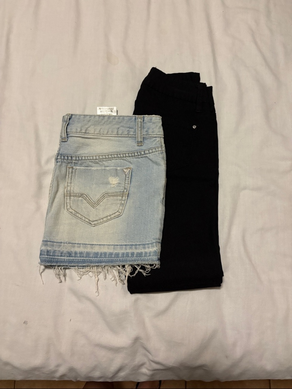 Guess Lighter Wash Denim Skirt & YMI Black Jeans Duo